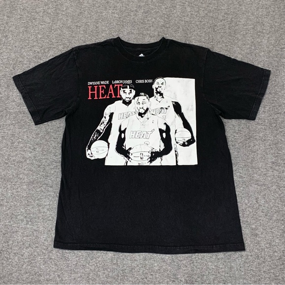 Adidas Miami Heats Lebron Wade Bosh Big 3 Scarface Style Black Tee Size Large‎ - Picture 1 of 4